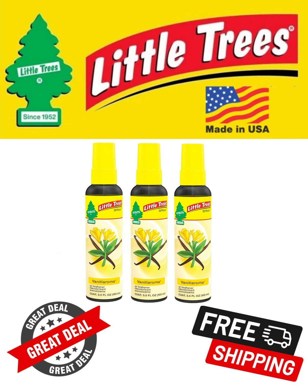 Little Trees Vanillaroma Spray Car Air Fresheners NonAerosol 3.5oz 3