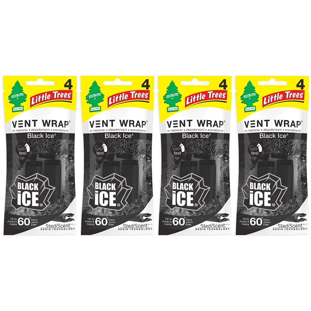 Little Trees Vent Wrap Air Freshener 4-Packs (4 Count) Car Air Freshener (Black Ice)