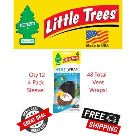 Little Trees Vent Wrap Caribbean Colada Air Freshener for Car & Home - 48 Pack!