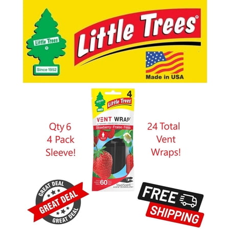 Little Trees Vent Wrap Strawberry Scent Air Freshener for Car & Home - 24 Pack!