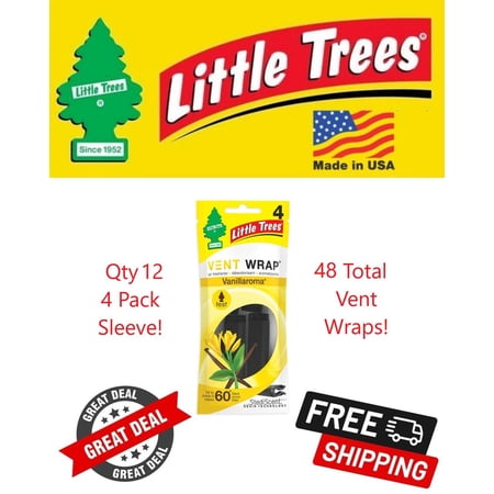 Little Trees Vent Wrap Vanillaroma Scent Air Freshener for Car & Home - 48 Pack!