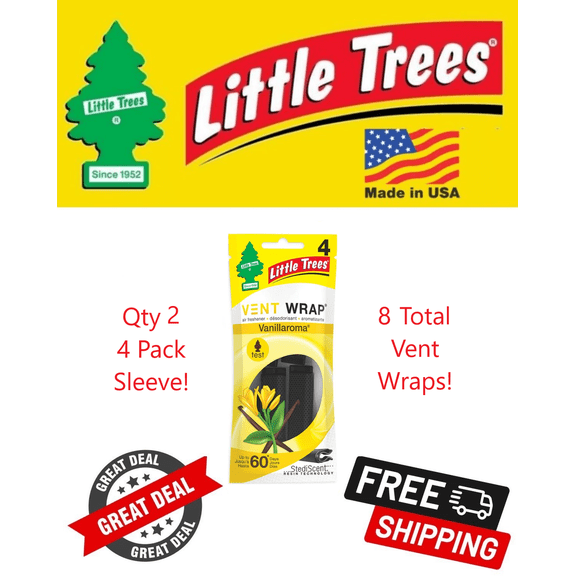 Little Trees Vent Wrap Vanillaroma Scent Air Freshener for Car & Home - 8 Pack!