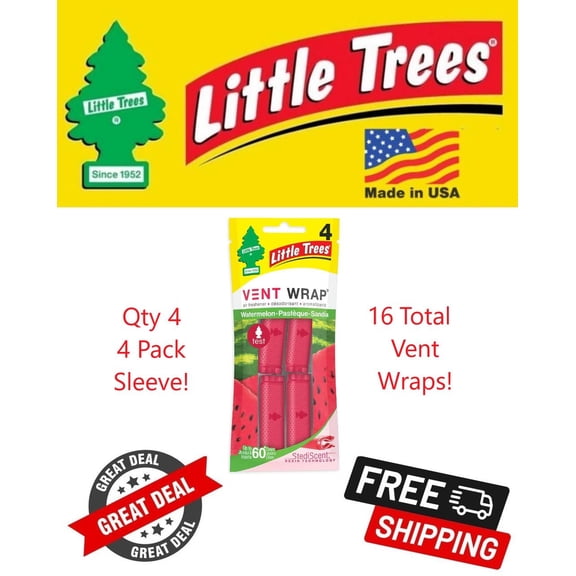 Little Trees Vent Wrap Watermelon Scent Air Freshener for Car & Home - 16 Pack!