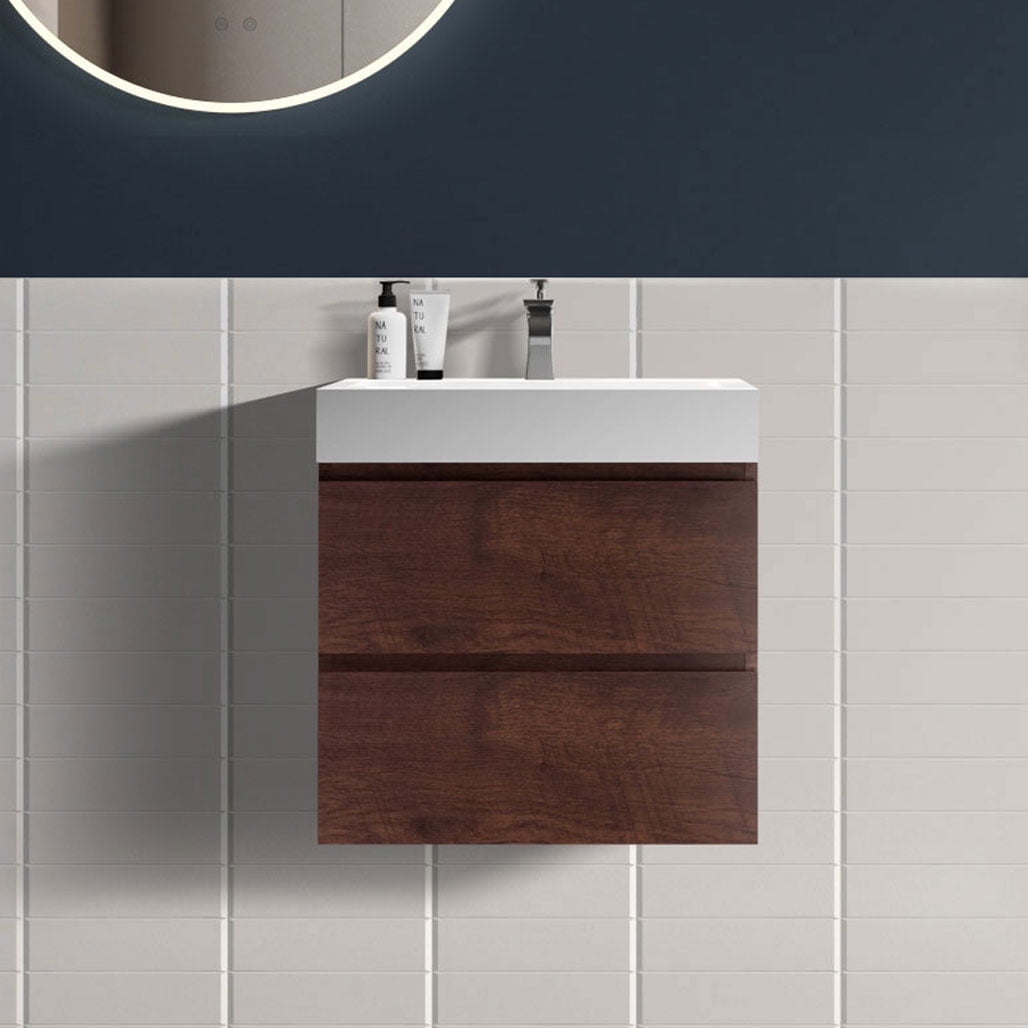 CITTANEO 24 Inch Floating Bathroom Vanity with Sink, Modern Bathroom Cabinet in Walnut