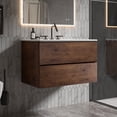 thumbnail image 1 of CITTANEO 30" Floating Bathroom Vanity with 3-Hole Ceramic Sink, Contemporary Bathroom Cabinet with 2 Drawers, Walnut, 1 of 7