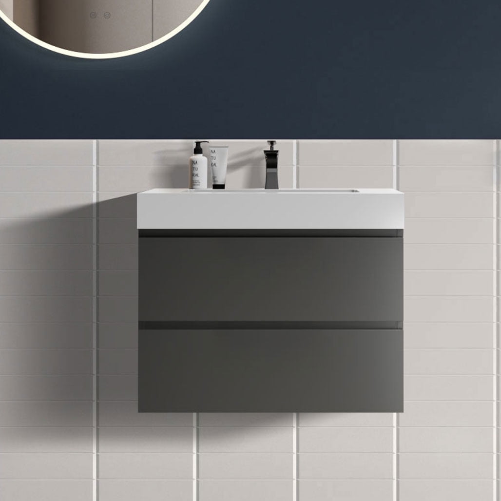 CITTANEO 30 Inch Floating Bathroom Vanity with Sink, Modern Bathroom Cabinet with 2 Drawers, Gray