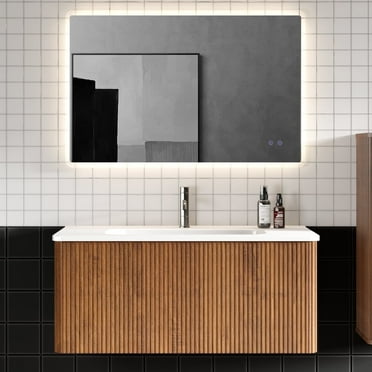 CITTANEO 36 inch Mid Century Bathroom Vanity with Sink, Bathroom Cabinet with Push-Open Drawer