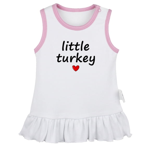 Little Turkey Funny Dresses For Baby, Newborn Babies Skirts, Infant Princess Dress, 0-24M Kids Graphic Clothes (White Sleeveless Dresses, 12-18 Months)
