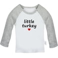 thumbnail image 1 of Little Turkey Funny T shirt For Baby, Newborn Babies T-shirts, Infant Tops, 0-24M Kids Graphic Tees Clothing (Long Gray Raglan T-shirt, 18-24 Months), 1 of 4