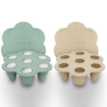 Little Twig Silicone Baby Food Freezer Tray with Lid 2-Pack Sage & Ginger