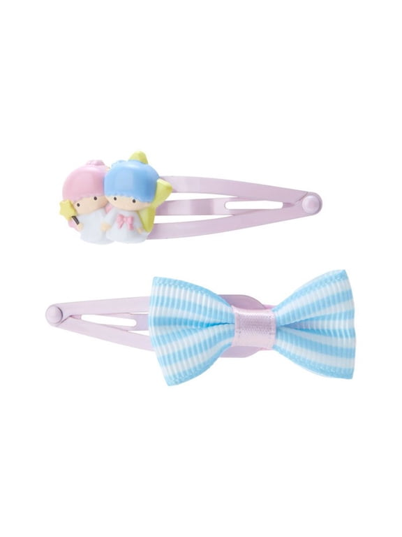 Little Twin Stars Hair Clip Stripe Sanrio Japanese Bow Hair Barrette (set of 2)