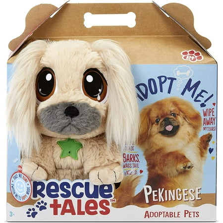 Little Tikes Rescue Tales Adoptable Pets Pekingese, Interactive Stuffed Animal Plush Toy, Electronic Pet Dog with Doghouse, Wags Tail, Puppy Sounds, Pet Toy for Kids Girls Boys Ages 3 4 5+