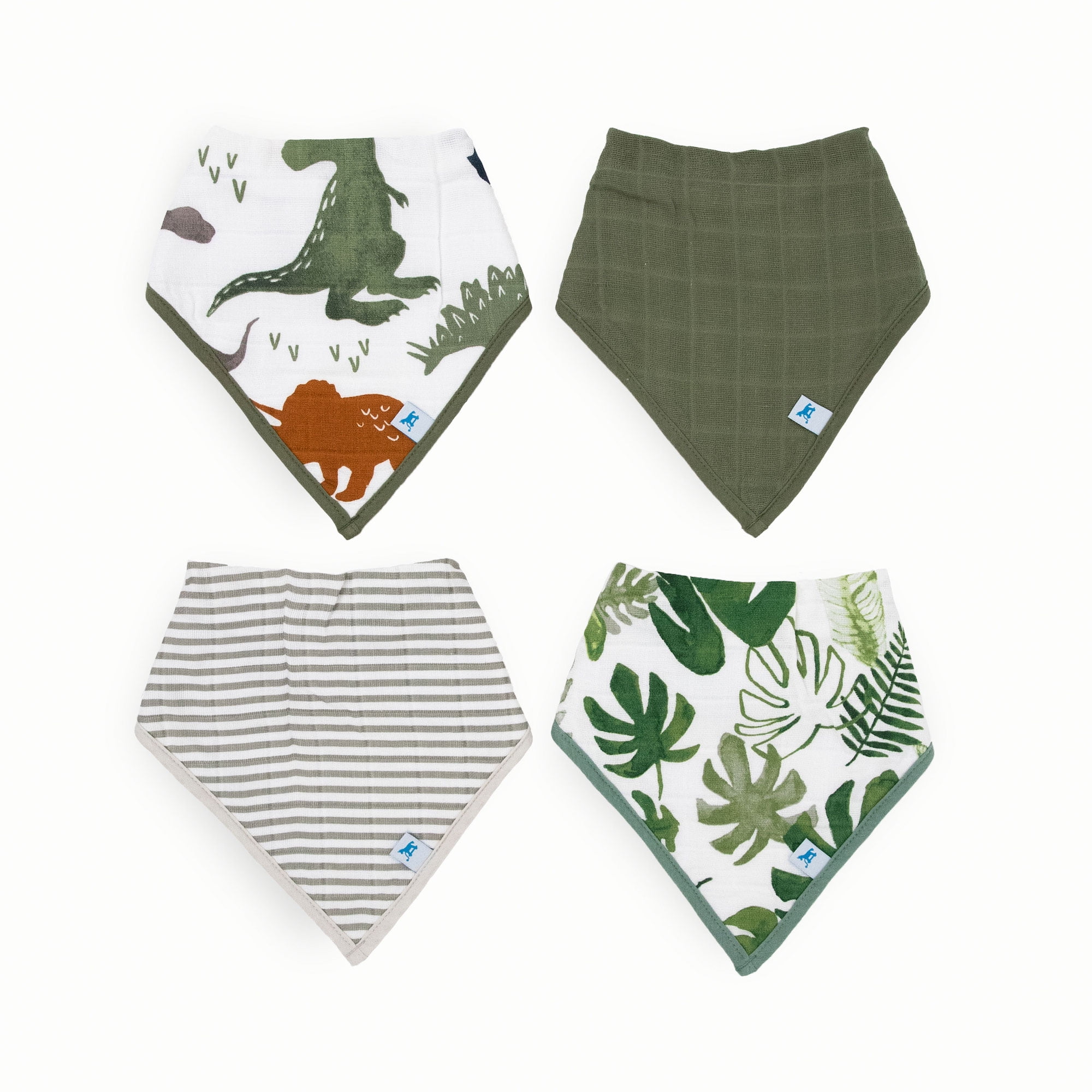 Little Unicorn Bandana Bibs for Babies, 4 Pack - Dino Friends