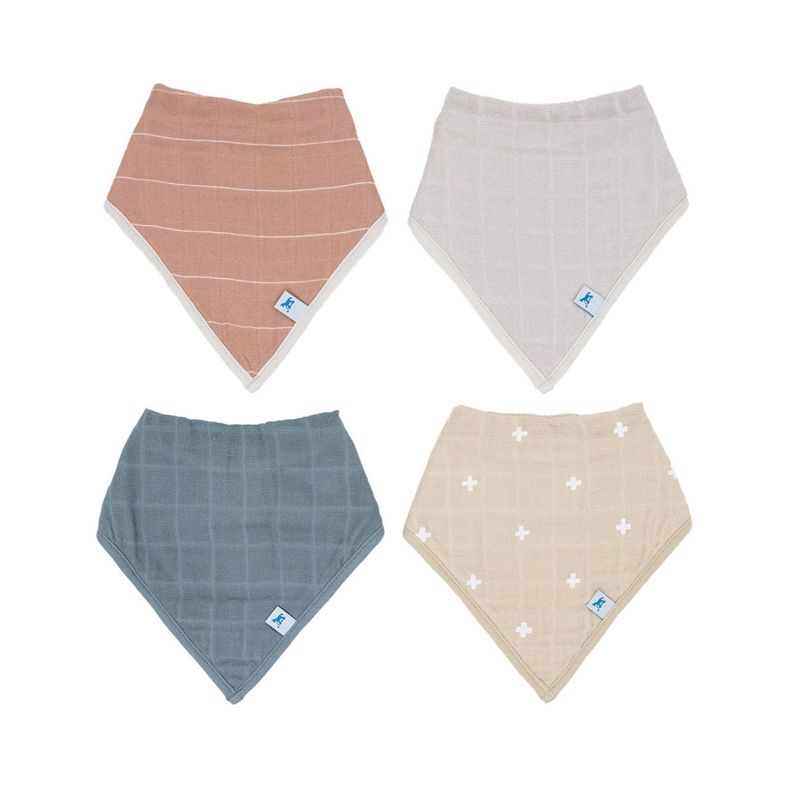 Little Unicorn Bandana Bibs for Babies, 4 Pack - Mauve Stripe