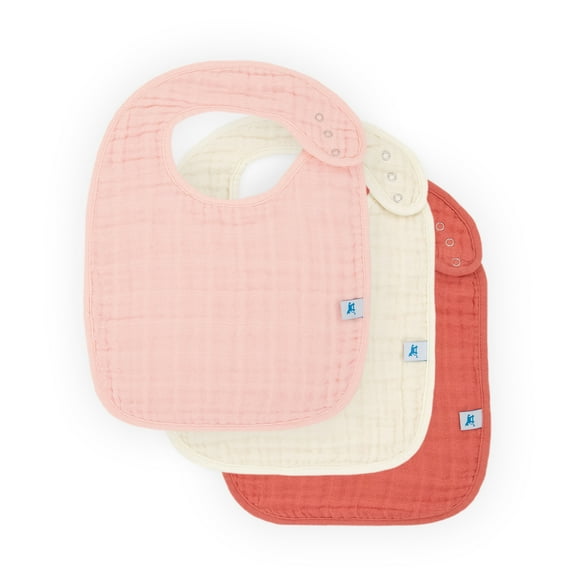 Little Unicorn Cotton Muslin Baby Bib 3 Pack - Rose Petal