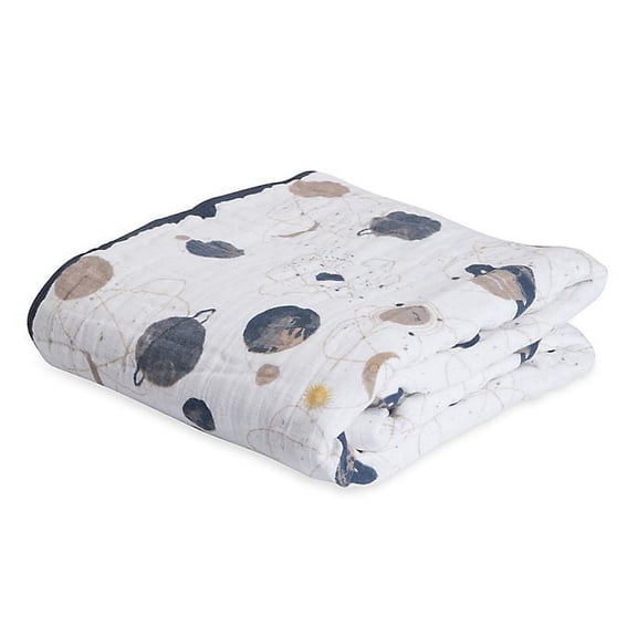 Little Unicorn Cotton Muslin Quilt - 47?x 47?- 100% Cotton - Machine Washable - Softer with Every Wash - Playful Designs - 4 Lightweight, Breathable Layers - for Boys & Girls (Planetary)