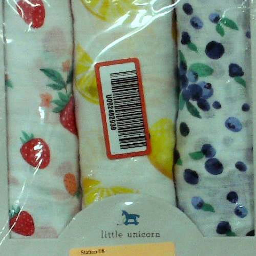 Little Unicorn Cotton Muslin Swaddle 3 Pack Berry Lemonade Set
