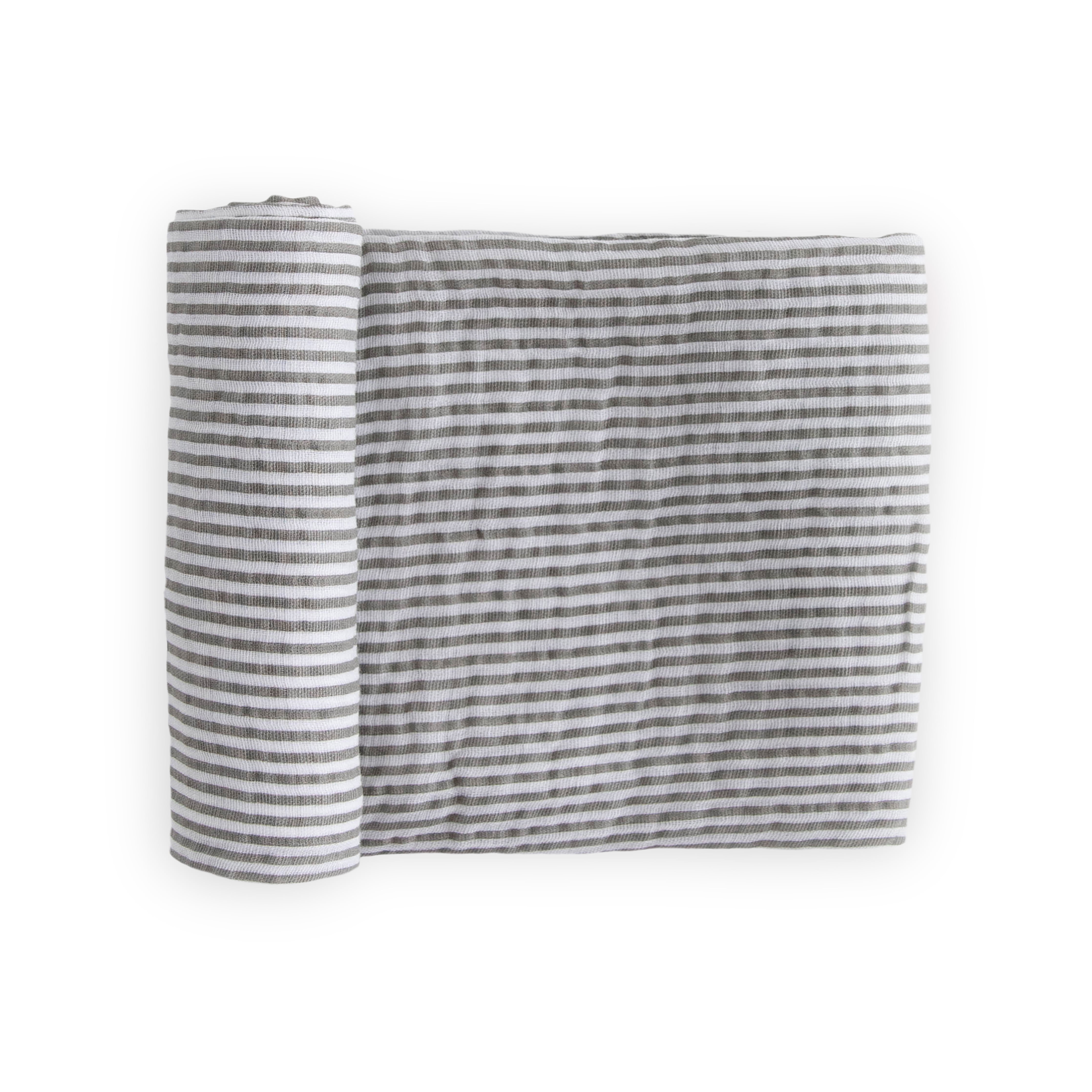 Grey Stripe Cotton Muslin Swaddle Blanket for Babies