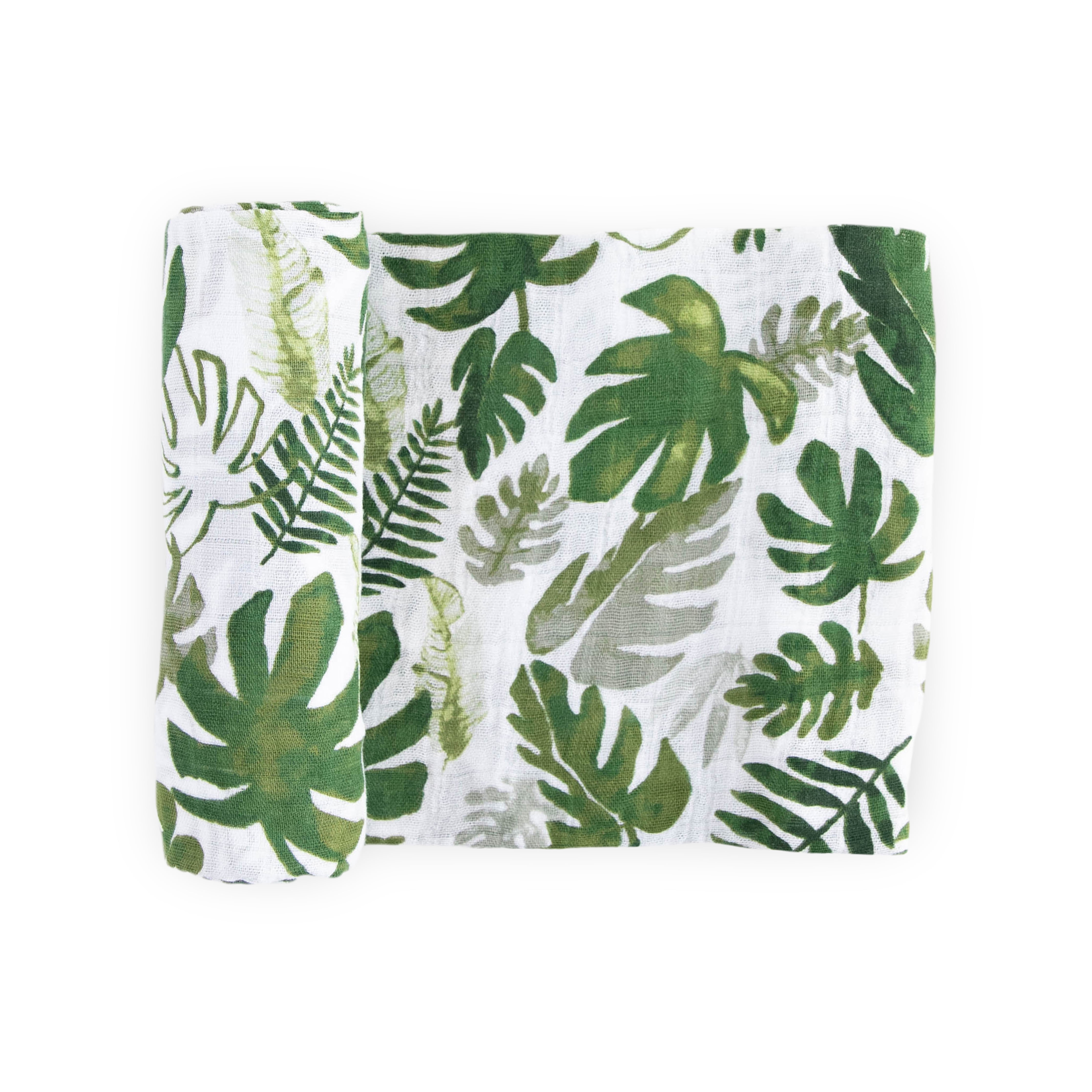 Little Unicorn Swaddle Blanket for Newborns, Toddler Muslin Blanket - Tropical Leaf