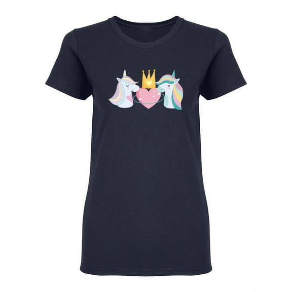 Little Unicorns Rainbow Crown Shaped T-Shirt Women -Image by Shutterstock, Female Medium