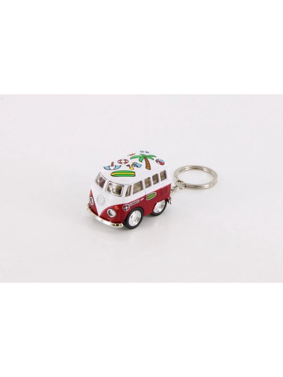 Little Van Key Chain with Summer Dcor, Red - Kinsmart 2002DFK - Diecast Model Car