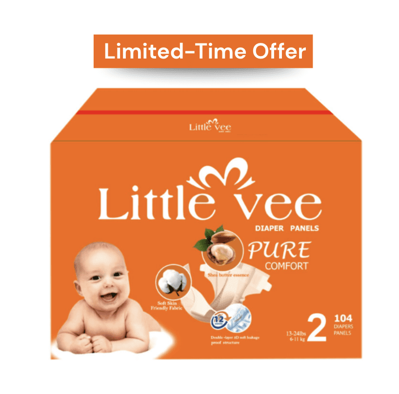Little Vee Shea Butter Essentials Diapers, Size 2,(104 Count)-(13-24 lbs) (Select for More Options)