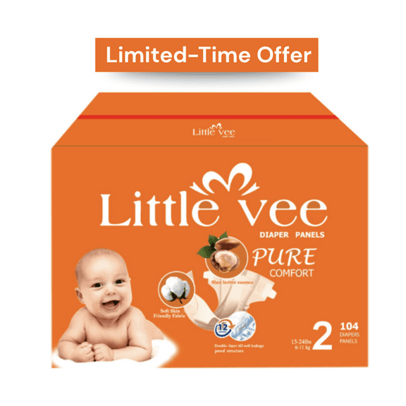 Little Vee Shea Butter Essentials Diapers, Size 2,(104 Count)-(13-24 lbs) (Select for More Options)