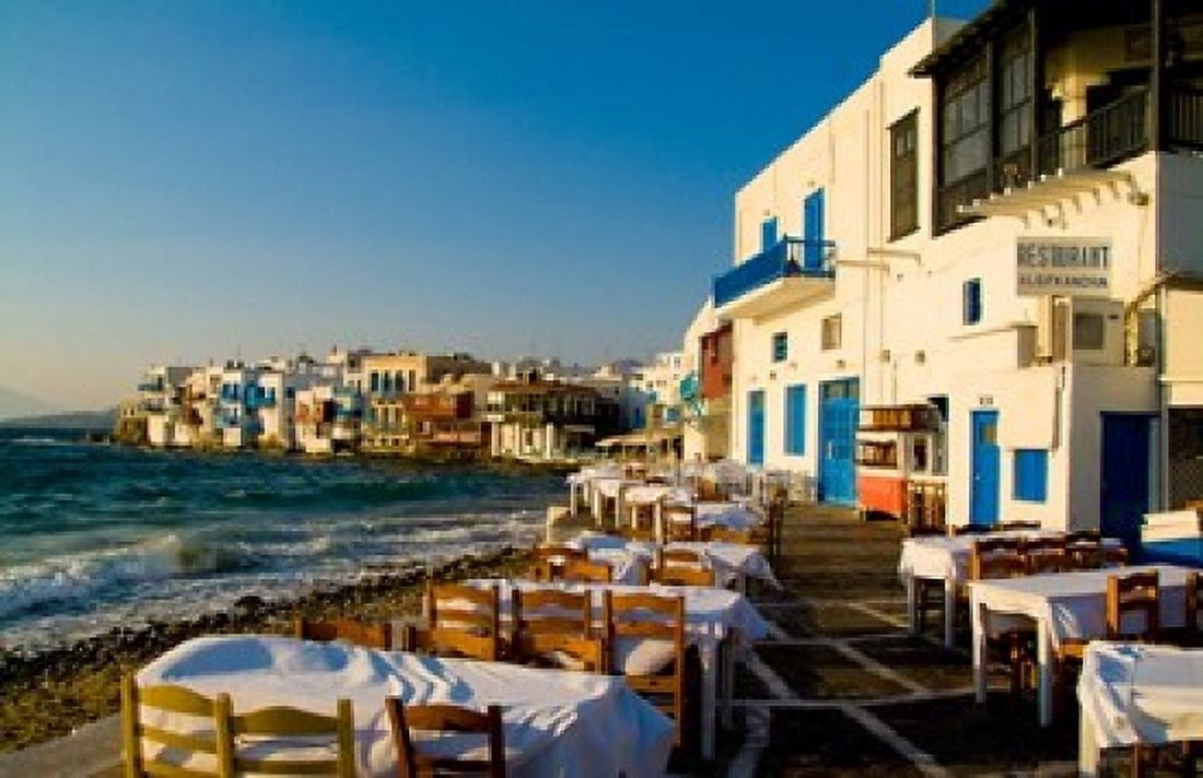 Little Venice Mykonos Greece Canvas Art - Bill Bachmann DanitaDelimont (34 x 22)