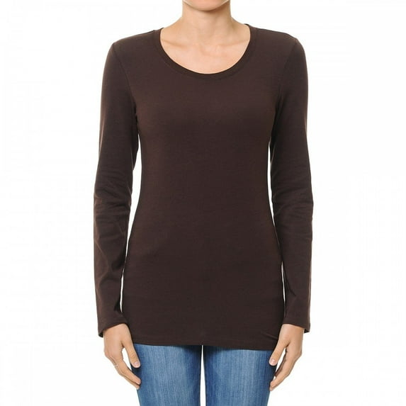 Little Vintage Girls Ladies Round Neck Long Sleeve Shirt & Basic Top(M,Chocolate)
