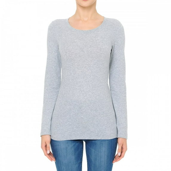 Little Vintage Girls Ladies Round Neck Long Sleeve Shirt & Basic Top(M,Heather Grey)