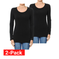 thumbnail image 1 of Little Vintage Girls Women Round Neck Long Sleeve Shirts, Cotton Basic Tops & T-Shirt (S,Black), 1 of 2