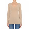 thumbnail image 1 of Little Vintage Girls Women V-Neck Long Sleeve Shirts, Cotton Basic Tops & T-Shirt (2X, Desert), 1 of 3