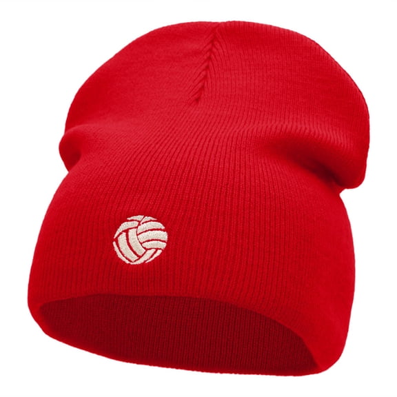 Little Vollyball Embroidered Short Beanie - Red OSFM