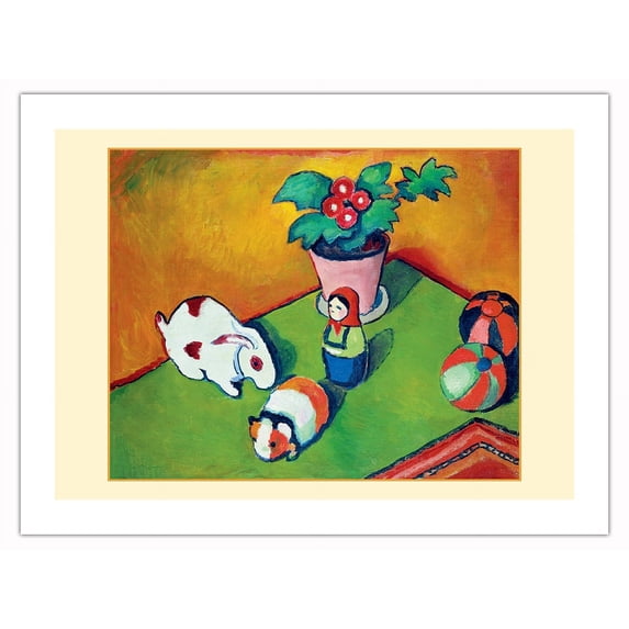 Little Walter's Toys - From an Original Color Painting by August Macke c.1912 - Fine Art Matte Paper Print (Unframed) 18x24in