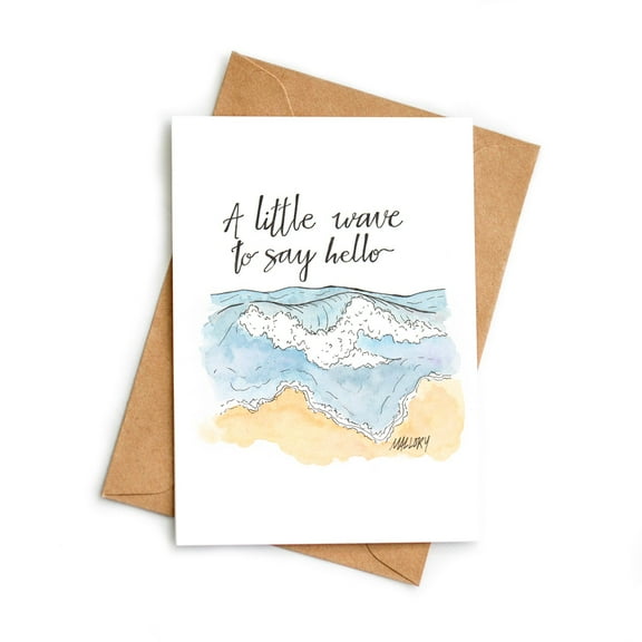 A Little Wave to Say Hello Greeting Card Beautiful Ocean Illustration Blank Inside with Craft Envelope Perfect for Friendly Greetings, Encouragement, and Thoughtful Notes