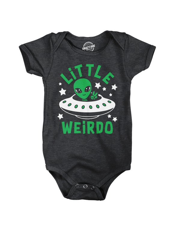 Little Weirdo Baby Bodysuit Funny Sarcastic Alien UFO Graphic Novelty Jumper For Infants