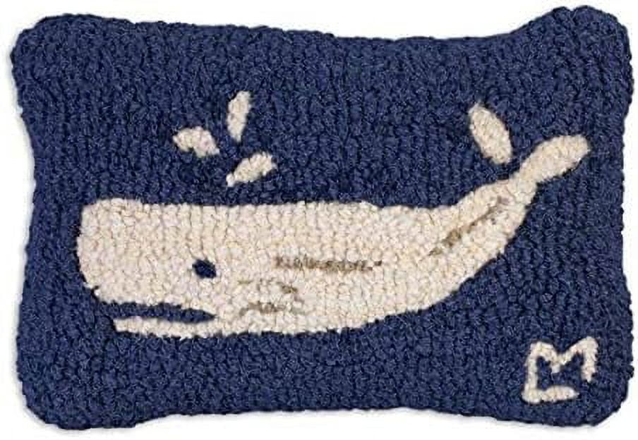 Little Whale HandHooked Wool Decorative Petite Throw Pillow (8” X 12