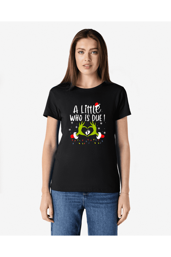 Little Who Is Due Funny Pregnancy Announcement Christmas Unisex T-Shirt V13866, up to Size 5XL