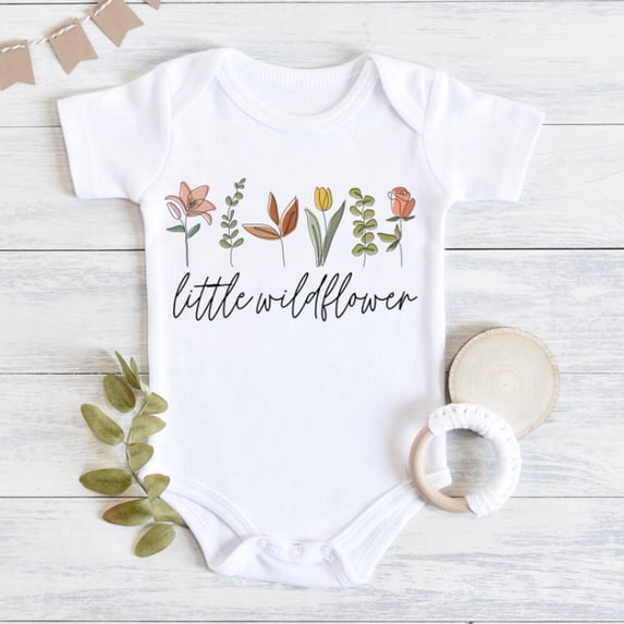 Little Wildflower Baby Bodysuit, Baby Girl Outfit, Boho Baby Girl Clothes, Flower Baby Outfit, Boho Baby Clothes, Baby Shower Gift Girl Cute Baby Onesie, BABY BODYSUIT LAT 4424