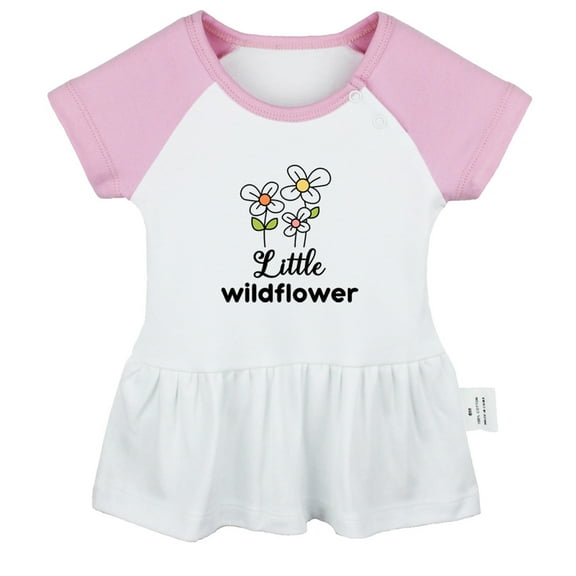 Little Wildflower Funny Dresses For Baby, Newborn Babies Skirts, Infant Princess Dress, 0-24M Kids Graphic Clothes (Pink Raglan Dresses, 0-6 Months)