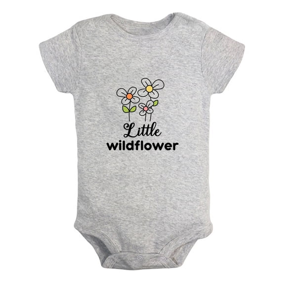 Little Wildflower Novelty Rompers For Babies, Newborn Baby Unisex Bodysuits, Infant Jumpsuits, Toddler 0-12 Months Kids One-Piece Oufits (Gray, 6-12 Months)