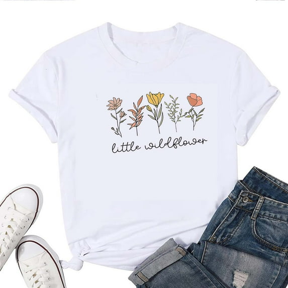 Little Wildflower T Shirt For Women – Cute Boho Floral T Shirt For Women & Girls