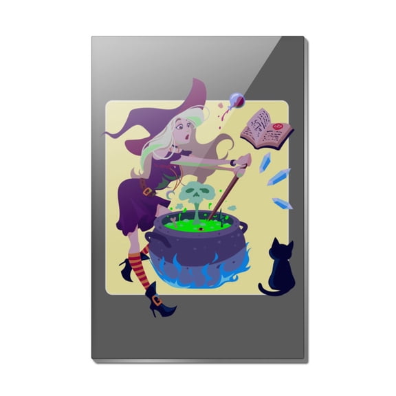 Little Witch Brewing Potions  Rectangle Acrylic Fridge Refrigerator Magnet