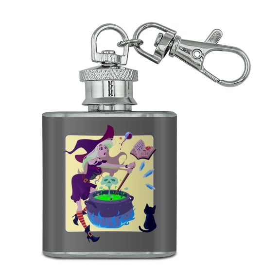 Little Witch Brewing Potions Stainless Steel 1oz Mini Flask Key Chain