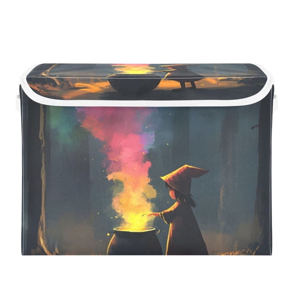 Little Witch Makes Magic Potion Large Storage Bins with Linen Collapsible Lid Storage Box 16.7 x 12.6 x 11.8in