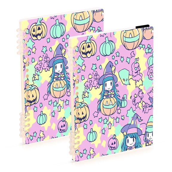 Little Witches 2-Piece A5 PP Notebooks, Adjustable Rings, 80g Paper, Diary Set
