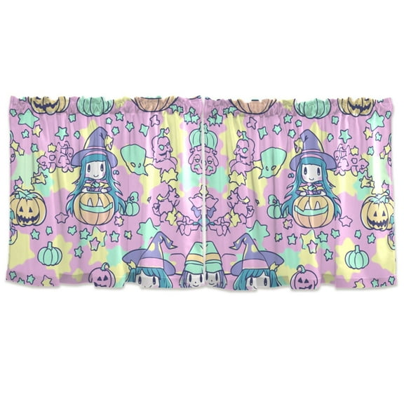 Little Witches Tier Curtains for Kitchen 57x24 Inch Semi Sheer Light Filtering Half Window Curtains 2 Panels