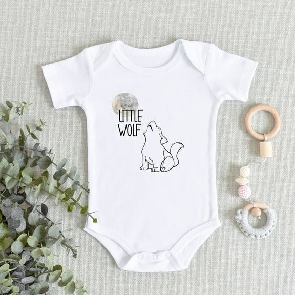 Little Wolf Baby Bodysuit, Newest Member Of The Pack, Forest Animals Bodysuit Woodland Themed, New Baby Boy, Baby Shower Cute Baby Onesie, BABY BODYSUIT LAT 4424