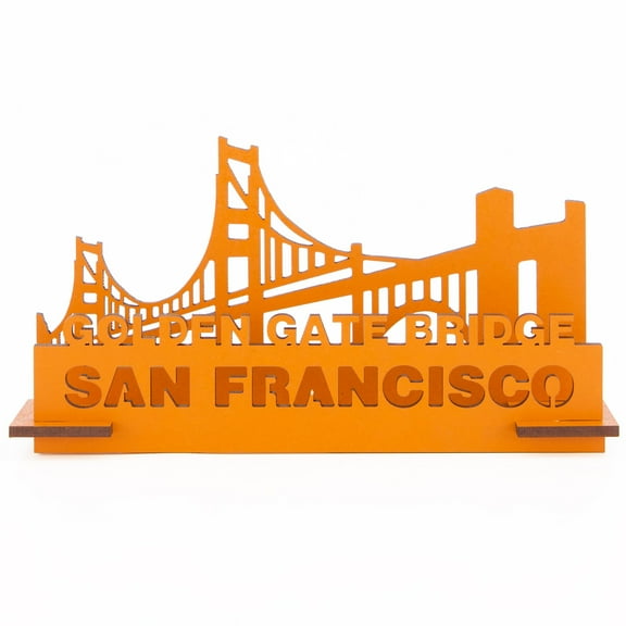 Little & Wood: Woodlet: Medium - Golden Gate Bridge - Orange, 3D Wooden Kit-Set, Landmark Construction Puzzle, Pop Build Fun, Easy Assembly, Ages 6+