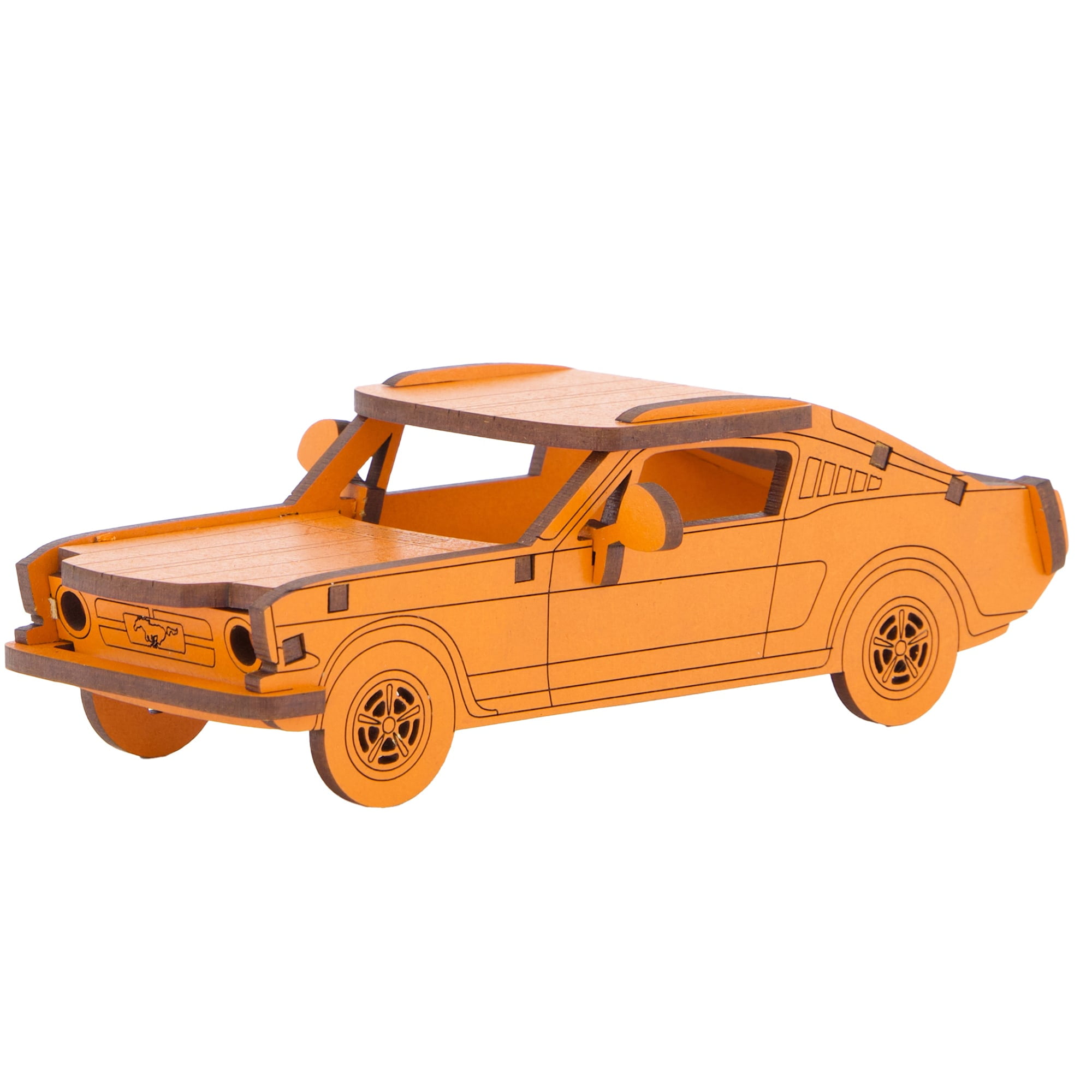Little & Wood: Woodlet: Medium - Muscle Car - Orange, 3D Wooden